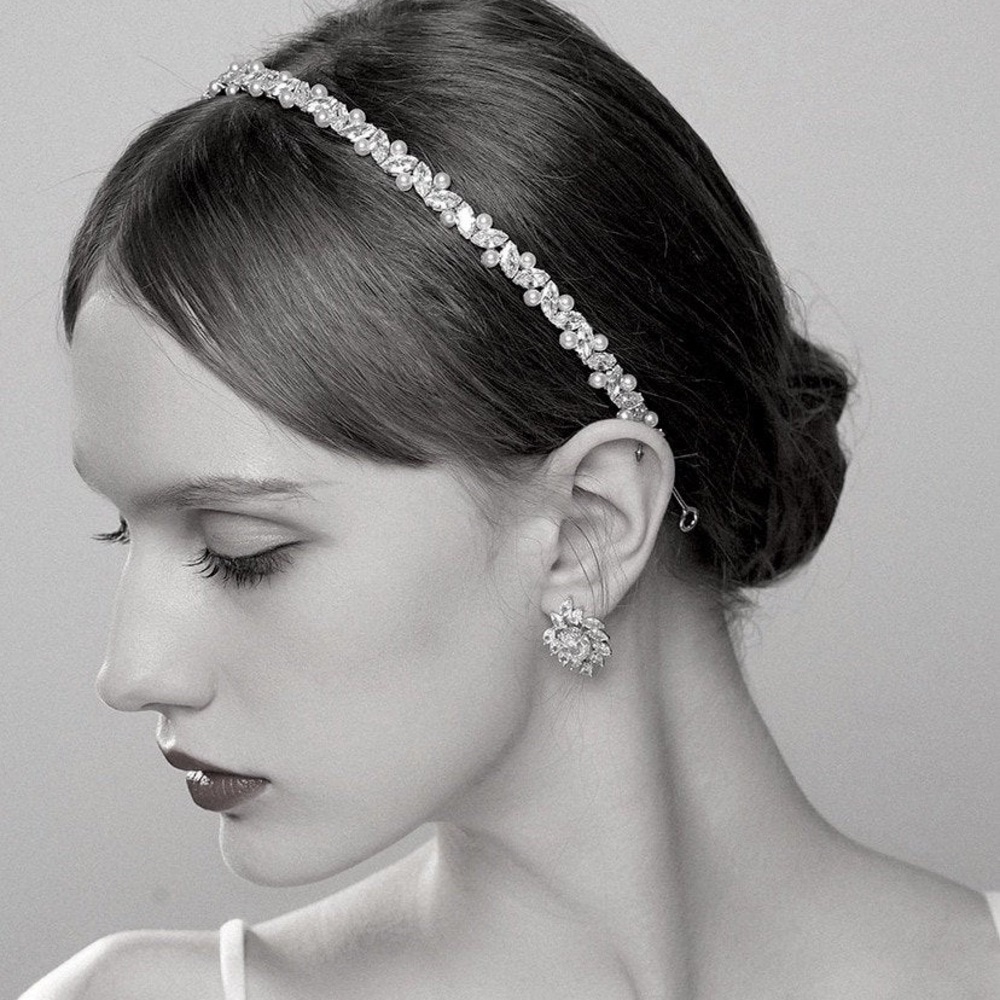NEW Bridal Headband Swarovski Crystal & Soft Pearls